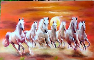 seven running horses painting