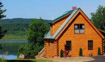 lakefront log cabins
